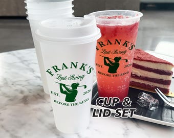 Golf Bachelor Party Frosted Cups, Custom Name Last Swing Before The Ring Drink Cups, Groomsmen Gift Wedding Favors, Bachelorette Party Cups