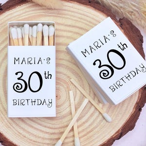 Personalized 30th Birthday Match Boxes/Custom Birthday Party Favor Matches/Milestone Birthday Matchbooks/Dirty Martini Birthday Party Favors