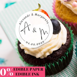 Edible Wedding Cupcake Toppers Initials/Monogram Cocktail Topper/Bulk Custom Edible Drink Garnishes/Wedding Party Beverage & Cupcake Toppers