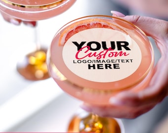 Custom Edible Drink Toppers with logo/image/text, Edible Photo Cocktail Toppers, Business Party Decor, Logo Toppers for Wedding, Birthday