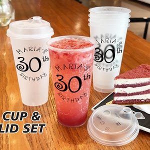Birthday Party Frosted Cups/Personalized Birthday Cups/30th, 40th, 50th, 60th Birthday Cups/Custom Party Cups/Martini Birthday Party Decor