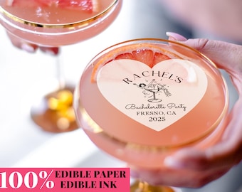 Edible Drink Topper for Bachelorette Party/Martini Bachelorette Cocktail Toppers/Custom Cupcake Toppers for Hen Party/Beach Bach Party Decor