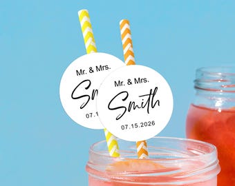 Bulk Custom Wedding Straws/Wedding Reception Cocktail Straws/Personalized Paper Straws for Bachelorette, Anniversary, Engagement Party Decor