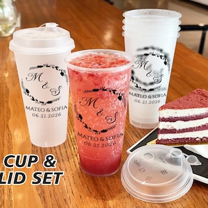 Personalized Wedding Cups/Custom Party Frosted Cups/Shatterproof Frost Flex Cups/Wedding Toast Cups/Reception Bar Cups/Wedding Monogram Cups