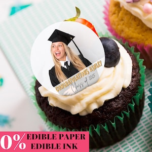 Edible Graduation Cupcake Toppers/Edible Photo Cocktail Drink Toppers/2025 Grad Party Favors/Graduation Party Decorations/Class of 2025 Gift