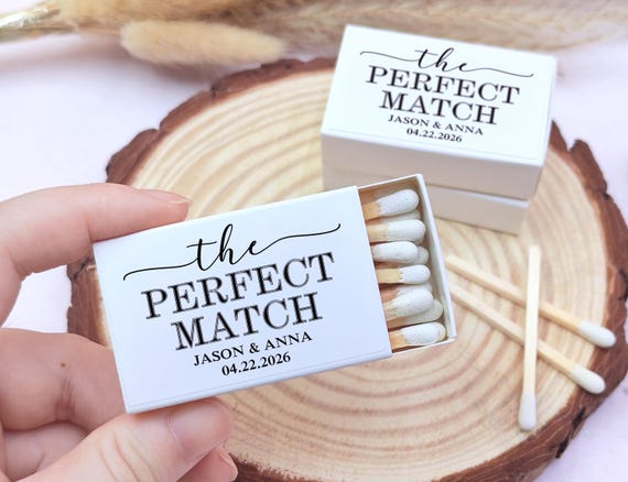 The Perfect Match Custom Wedding Matchboxes/Wedding Favor/Wedding Matchbooks/Personalized Matches/Bridal Shower/Bachelorette Party Favors