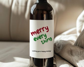 Christmas Wine Label Gift/Eat Drink and Be Merry Christmas Wine Labels/Holiday Hostess Christmas Decor/Funny Christmas Party Wine Label