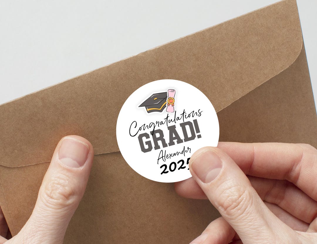 Graduation Party Favor Labels/grad Cap Class of 2025 Custom Sticker ...