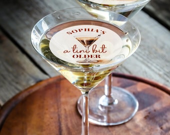 Edible Cocktail Toppers/Tini Bit Older Drink Topper/Dirty Martini Birthday/Custom Birthday Topper/Martini Birthday Favor/30th Birthday Decor
