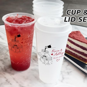 Personalized Wedding Favor Cups/Party Frosted Cups/Shatterproof Frosted Flex Cups/Wedding Toast Cups/Custom Reception Bar Cups/Monogram Cups