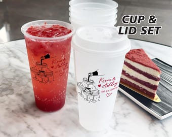 Personalized Wedding Favor Cups/Party Frosted Cups/Shatterproof Frosted Flex Cups/Wedding Toast Cups/Custom Reception Bar Cups/Monogram Cups