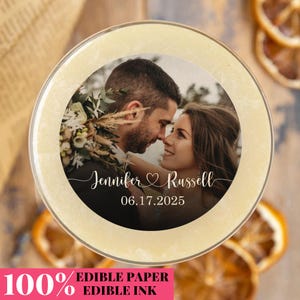 Personalized Edible Drink Topper – Custom Wedding Wafer Cocktail Topper, Save the Date Portrait Photo, Engagement, Wedding Party Decorations
