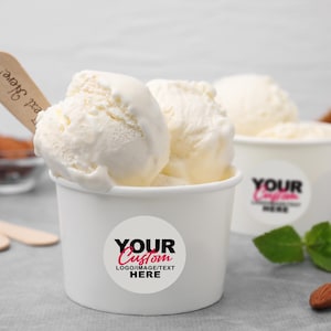 Coupes de glace avec étiquettes personnalisées, Ensemble de coupes et de cuillères à glace en vrac pour mariage, Promotions d'entreprise, Logo d'entreprise, Cadeaux d'employé, Décoration de fête