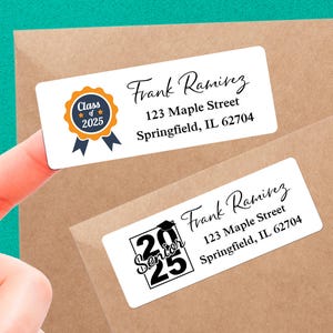 Custom Graduation Address Label/Class of 2025 Return Address Labels/Grad Cap Stickers/Guest Labels/Mailing Labels for Announcements Invites