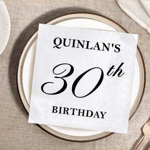 Custom Birthday Cocktail Napkins/Personalized 30th, 40th, 50th Birthday Napkins/Espresso Martini Party Decor/Milestone Birthday Celebrations