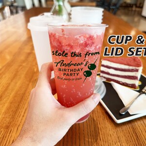 Custom Plastic Party Cups for Birthday Party, Personalized Birthday Frosted Cups, Stole This From, Birthday Party Frosted Cups, Party Favors