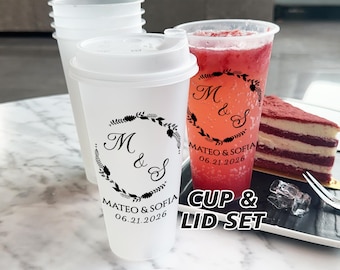 Personalized Wedding Cups/Party Favor Frosted Cups/Shatterproof Frosted Flex Cups/Wedding Toast Cups/Reception Bar Cups/Custom Monogram Cups