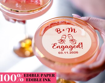 Adornos comestibles con monogramas de compromiso, iniciales de boda para cócteles, decoración para fiestas de compromiso, adornos para cupcakes y celebraciones.