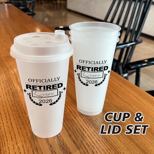 Officially Retired Custom Frosted Cup, Retirement Stadium Cups, Happy Retirement Frosted Cup Favor, Retirement Party Decorations in Bulk
