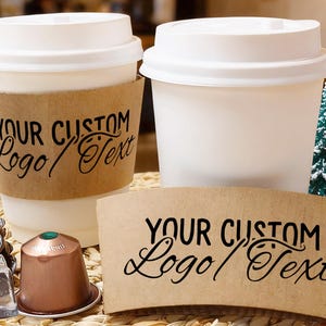 Bulk Custom Logo/Text Coffee Cup Sleeves, Personalized Coffee Cups for Bar, To Go Paper Cups, Disposable Hot Drink Cups, Business Promotions
