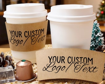 Bulk Custom Logo/Text Coffee Cup Sleeves, Personalized Coffee Cups for Bar, To Go Paper Cups, Disposable Hot Drink Cups, Business Promotions