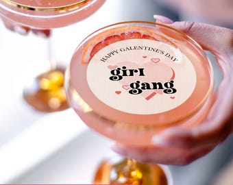 Galentines Day Edible Drink Topper/Custom Girl Gang Cocktail Topper/Personalized Valentine&#39;s Day Cupcake Toppers/Galentines Day Party Decor