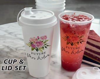Future Mrs. Custom Frosted Cup, Personalized Plastic Party Cups, Bachelorette Party Decor, Bachelorette Party Supplies, Bridal Shower Favors