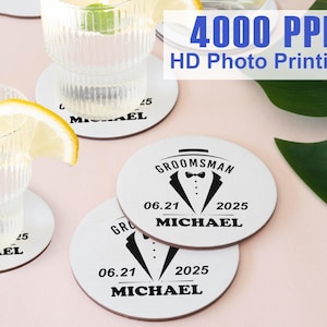 Personalized Wedding Cocktail Coasters/Beer Drink Mats for Groomsman Gifts/Wedding Groomsman Proposal Coasters/Best Man Coasters/Party Decor
