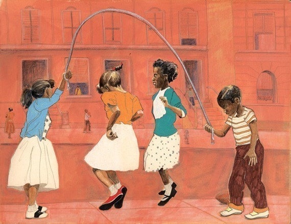 Jump Rope Print: Watercolor, Gouache, Pastel, Ink (11x14) - Etsy