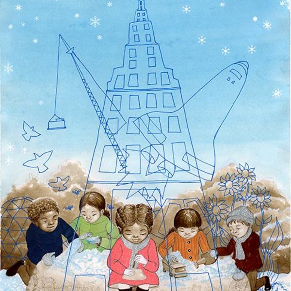 Little Builders Art Print: Children Building the Future