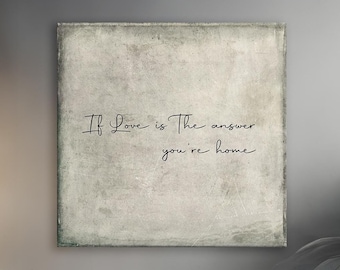 If Love is the Answer You&#39;re Home&quot; Minimalist Canvas | Framed Square Wall Art | Large Decor for Couples&#39; Home