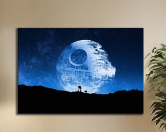 Star Wars Death Star Canvas, Return of the Jedi Art Print, Framed Star Wars Poster, Sci-Fi Landscape Wall Art, Home Decor