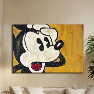 Mickey Mouse Vintage Canvas Wall Art: Pop Art Canvas, Classic Mickey Design, Ready to Hang for Stylish Home Decor