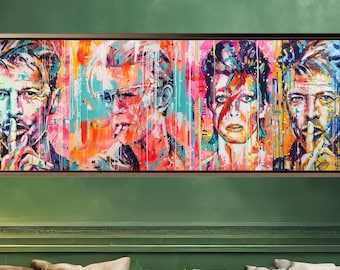 Colorful David Bowie Abstract Pop Art Canvas: Unique Multi-Character Canvas Print for Bowie Fans and Art Lovers
