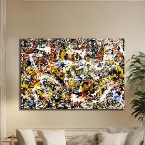 Jackson Pollock Canvas Print, Abstract Wall Art, Home and Living Room Decor, Jackson Pollock Convergence, Extra Large Canvas Wall Art