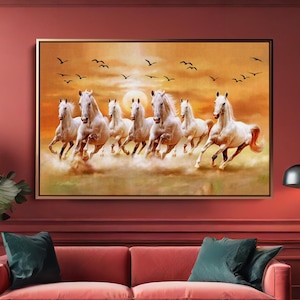 Chevaux qui courent art mural, art du verre cheval, cadeau pour amoureux des chevaux, art déco Loft, art du verre moderne, art de la toile animaux