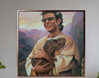 Saint Jeff Goldblum Canvas Wall Art, Dinosaur Park Poster, Dinosaur Wall art, Funny Movie Wall Art, Funny Poster