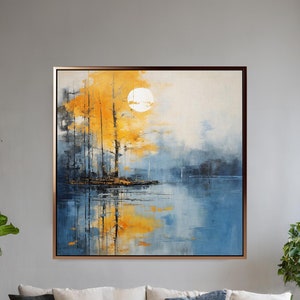 Harmonious Contrasts Blue and Yellow Abstract Painting - Canvas Print, Rolled Canvas & Framed Canvas | Modern Art