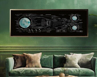 Lienzo con mapas antiguos: Mapa del aterrizaje lunar tripulado de la NASA Apolo - Perfil de la misión GOSS alrededor de 1969, perfecto para entusiastas del espacio