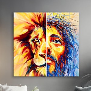 Lion of Judah Canvas Art | Jesus Painting | Inspirational God Wall Decor | Perfect Christian Gift for Home