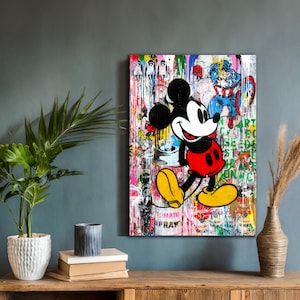 Banksy Mickey Mouse Canvas Print | Luxury Fashion Wall Art | Ideal Gift for Birthdays & Holidays | Fun Home Decor for All Ages