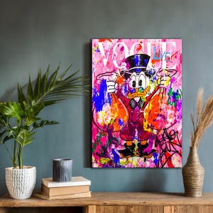 McDuck Pop Art Canvas | Banksy Style Graffiti Wall Art | Stylish Decor for Modern Spaces and Nostalgic Collectors