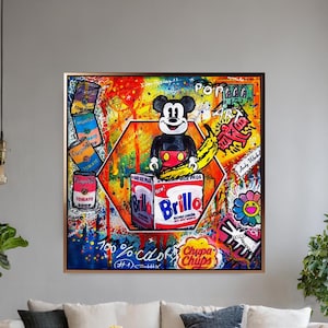 Brillo Mickey Mouse Graffiti Pop Art Canvas – Vibrant Street Art Meets Classic Mickey in Bold Urban Style