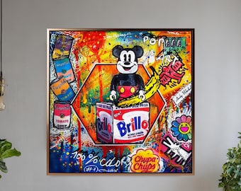 Brillo Mickey Mouse Graffiti Pop Art Canvas – Vibrant Street Art Meets Classic Mickey in Bold Urban Style