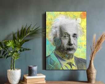 Pop Art Collage Einstein Canvas Wall Art – Iconic Genius in Bold, Colorful Modern Design for Creative Spaces