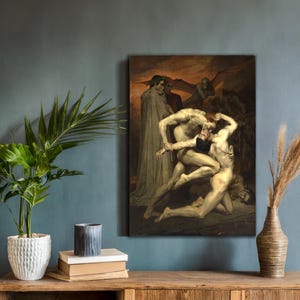 Dante and Virgil in Hell by Bouguereau: Vintage Wall Art, Classic Painting Art Print, Stunning Canvas Art for Timeless Decor