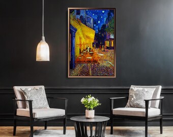 Van Gogh Cafe Terrace Night Canvas, Famous Reproduction Painting, Modern Art Wall Art for Home Decor