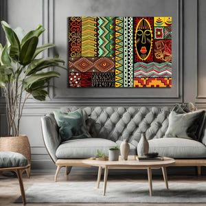African American Culture Wall Art, Abstract Africa Canvas, Unique Wall Symbol Decor, African Culture Gift for Home
