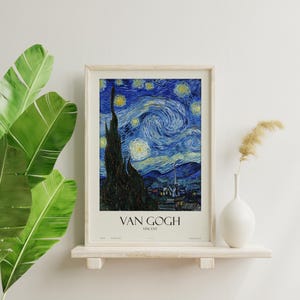 Sternenklare Nacht Van Gogh Druck, Nachthimmel Sterne Poster, blaue Landschaft, Ölgemälde, französische Dekoration, Sommer Wandkunst, Printable Digital