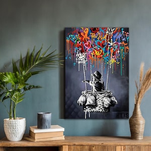Banksy Balloon Wall Art, Iconic Balloon Canvas Print, Ready to Hang Banksy Art for Stylish Home Decoration